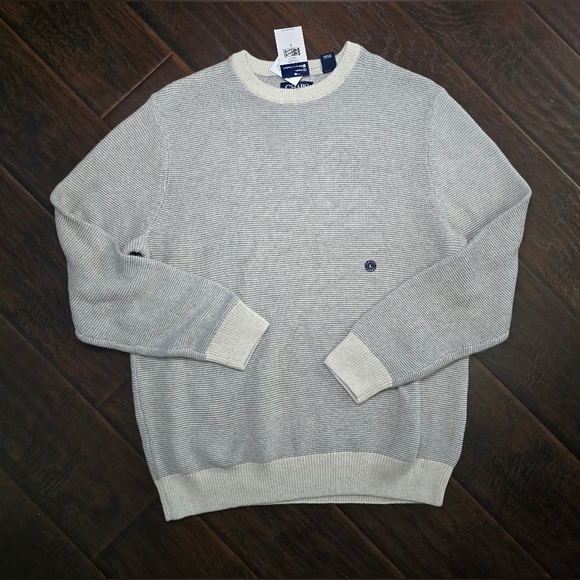 NWT Mens Chaps Crewneck Pullover Knit Grey Sweater Large - Picture 1 of 12